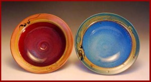 pottery - red & blue bowls