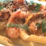 shrimp and veggies over pasta