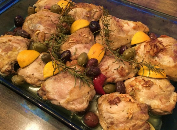 Braised Chicken Thighs with Lemons & Olives