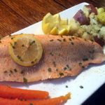 01 - Poached Ruby Bainbow Trout with fresh carrots potatoes and cauliflower